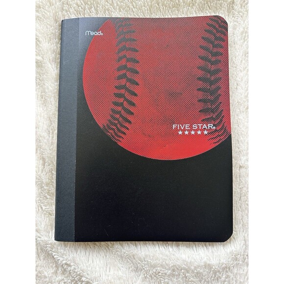 Mead Five Star 100 Page Wide Ruled Composition Notebook Baseball Theme - Picture 1 of 2